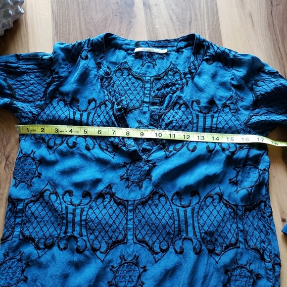 Language Silk Embroidered Top. - Picture 4 of 7